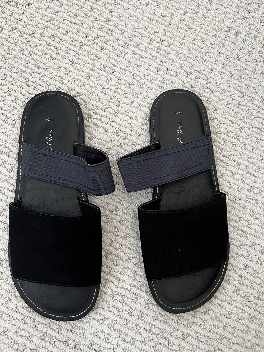 New Look Men's Black Slide Sandals with Elastic Strap